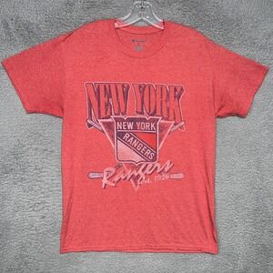 Champion New York Rangers T Shirt Men's Sz M Red Faded Tee NHL